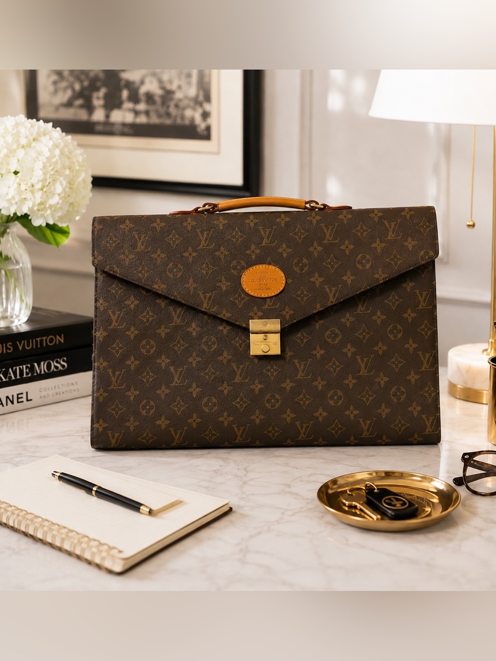 Authentic Louis Vuitton Monogram Vintage Business Portfolio Briefcase Bag Unisex